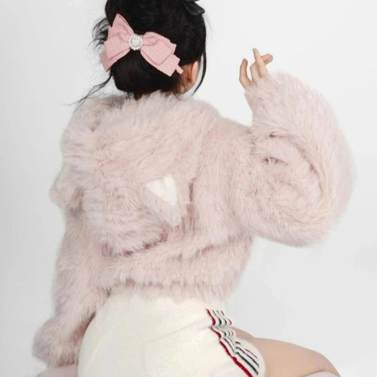 Kinky Cloth Warm Pink Kawaii Hooded Sweater
