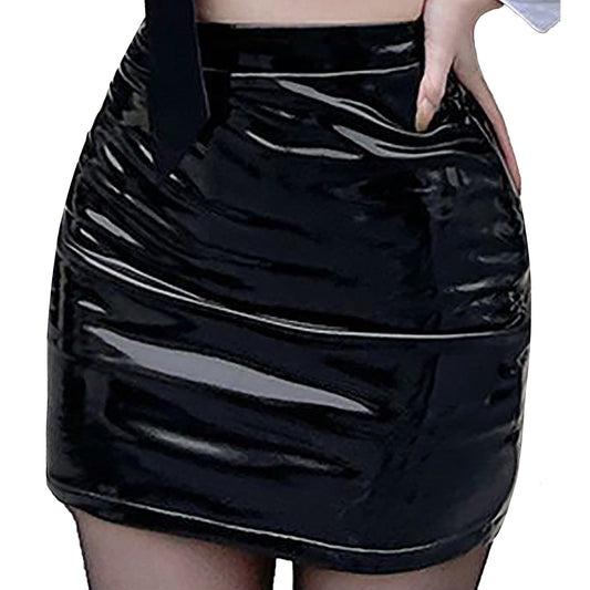 Kinky Cloth Black / S Wet Look High Waist Miniskirt