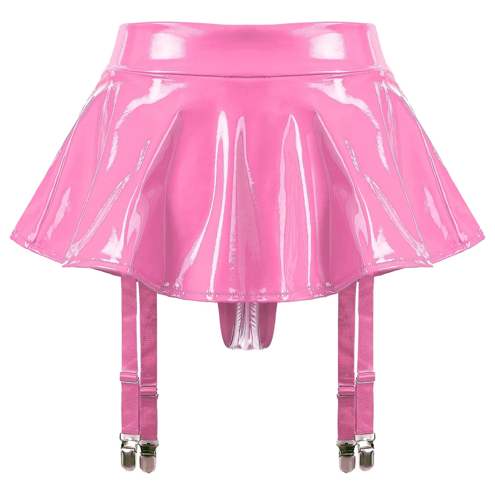 Kinky Cloth Hot Pink / S Wet Look Ruffle Mini Skirt