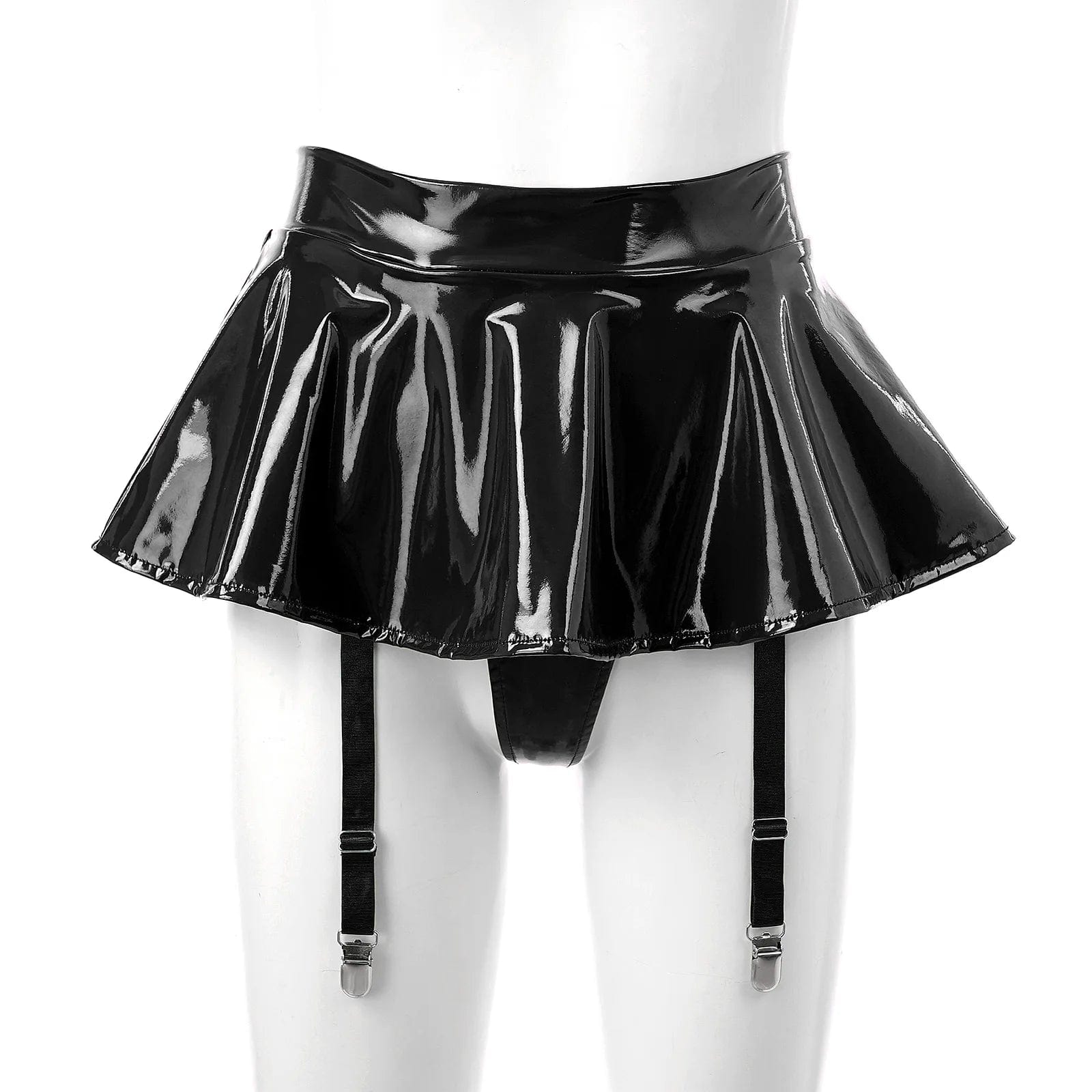 Kinky Cloth Wet Look Ruffle Mini Skirt