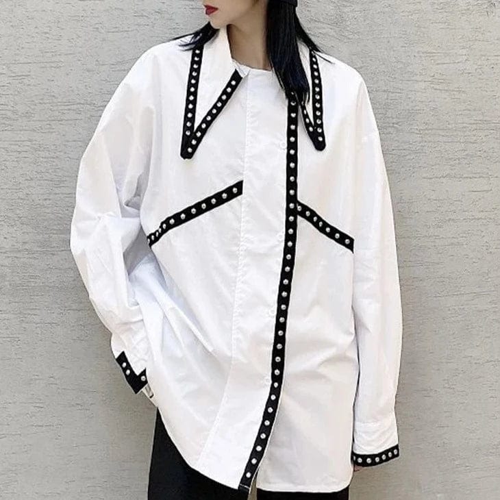 Kinky Cloth White Rivet Loose Fit Top