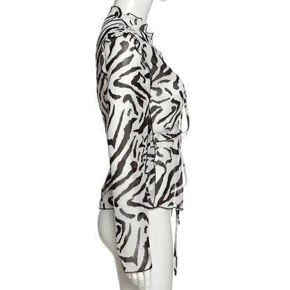 Kinky Cloth Zebra Printed Chiffon Top
