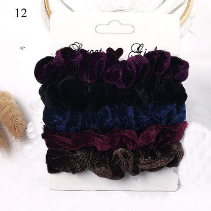 Kinky Cloth 200000395 Velvet Dark Colors 1 Set Candy Color Hair Ties