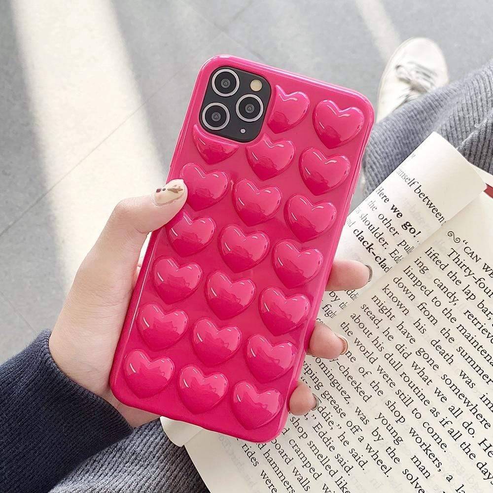 Kinky Cloth 380230 Rose Red / For 7 Plus or 8 Plus 3D Love Heart Candy Phone Case