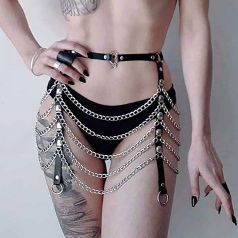 Kinky Cloth 200001886 5 Layer Link Chain Leather Waist Belt