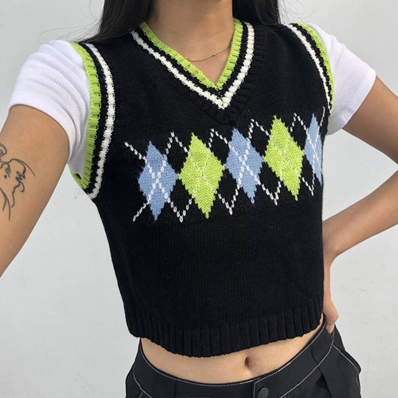 Kinky Cloth 200000790 90s Plaid Knitted Sweater Vest