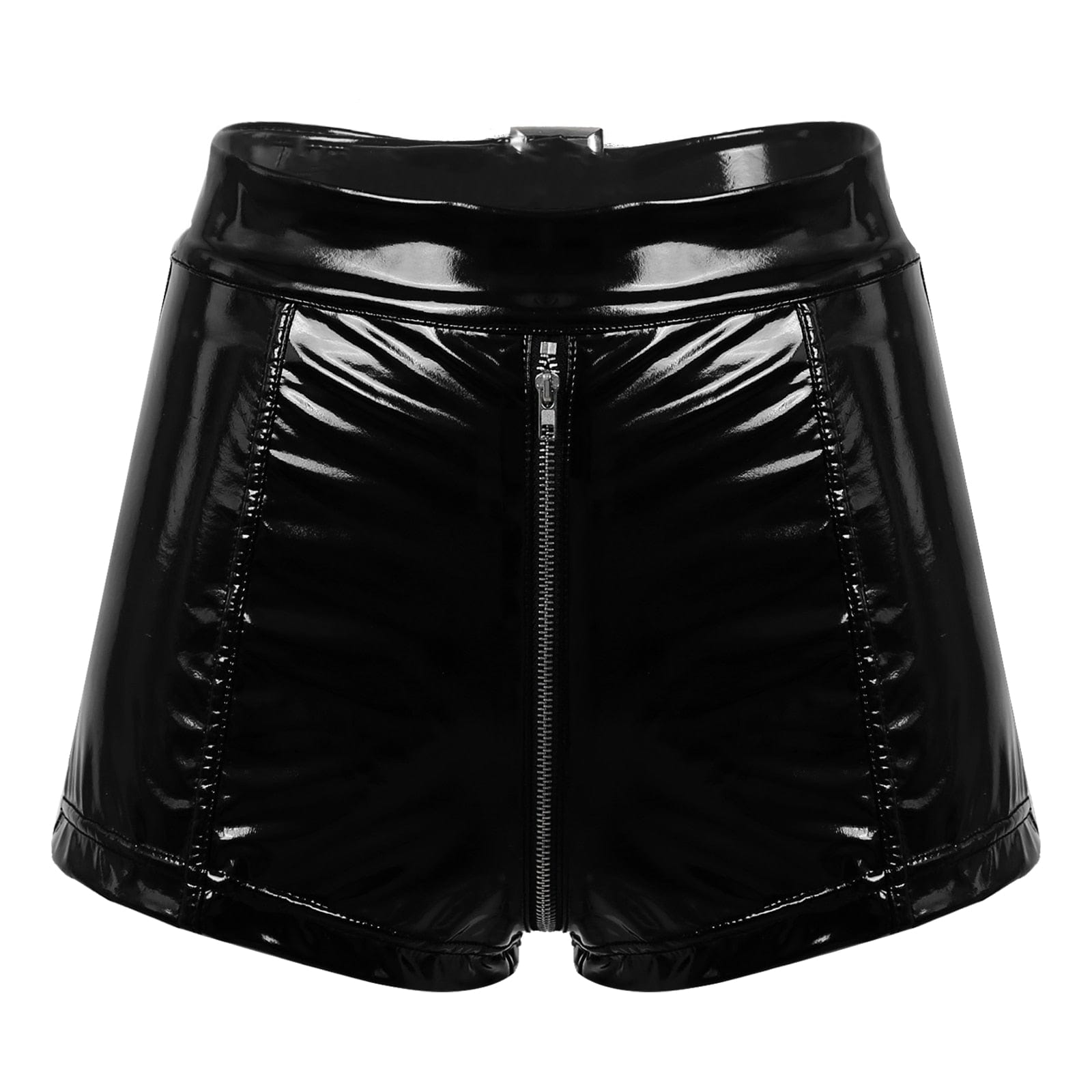 Kinky Cloth Black / S Adjustable Buckle Zipper Crotch Shorts