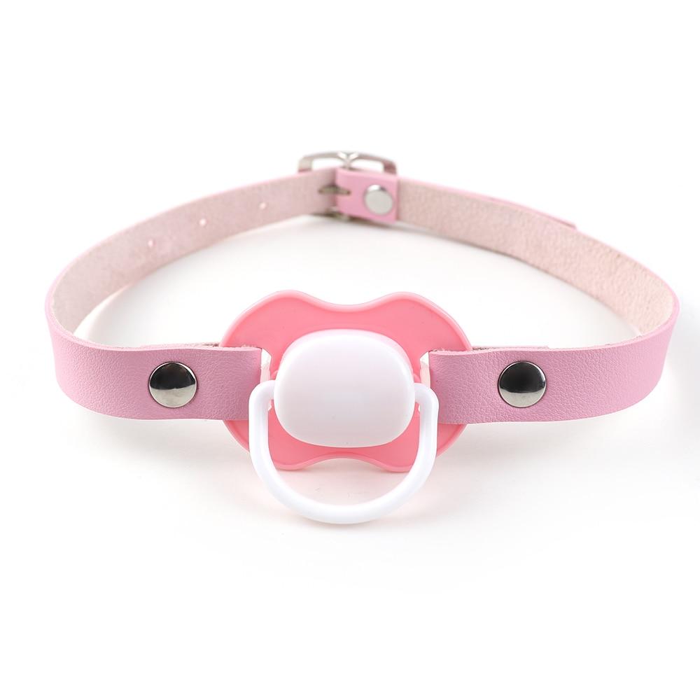 Kinky Cloth 200345142 Pink Adult Pacifier Gag With Choker Collar