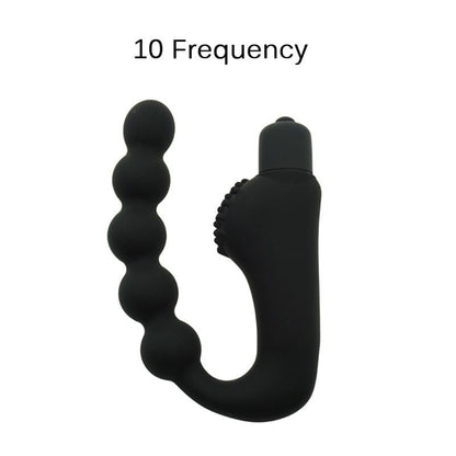 Anal Beads Silicone Vibrator Plug with Clitoris Stimulator