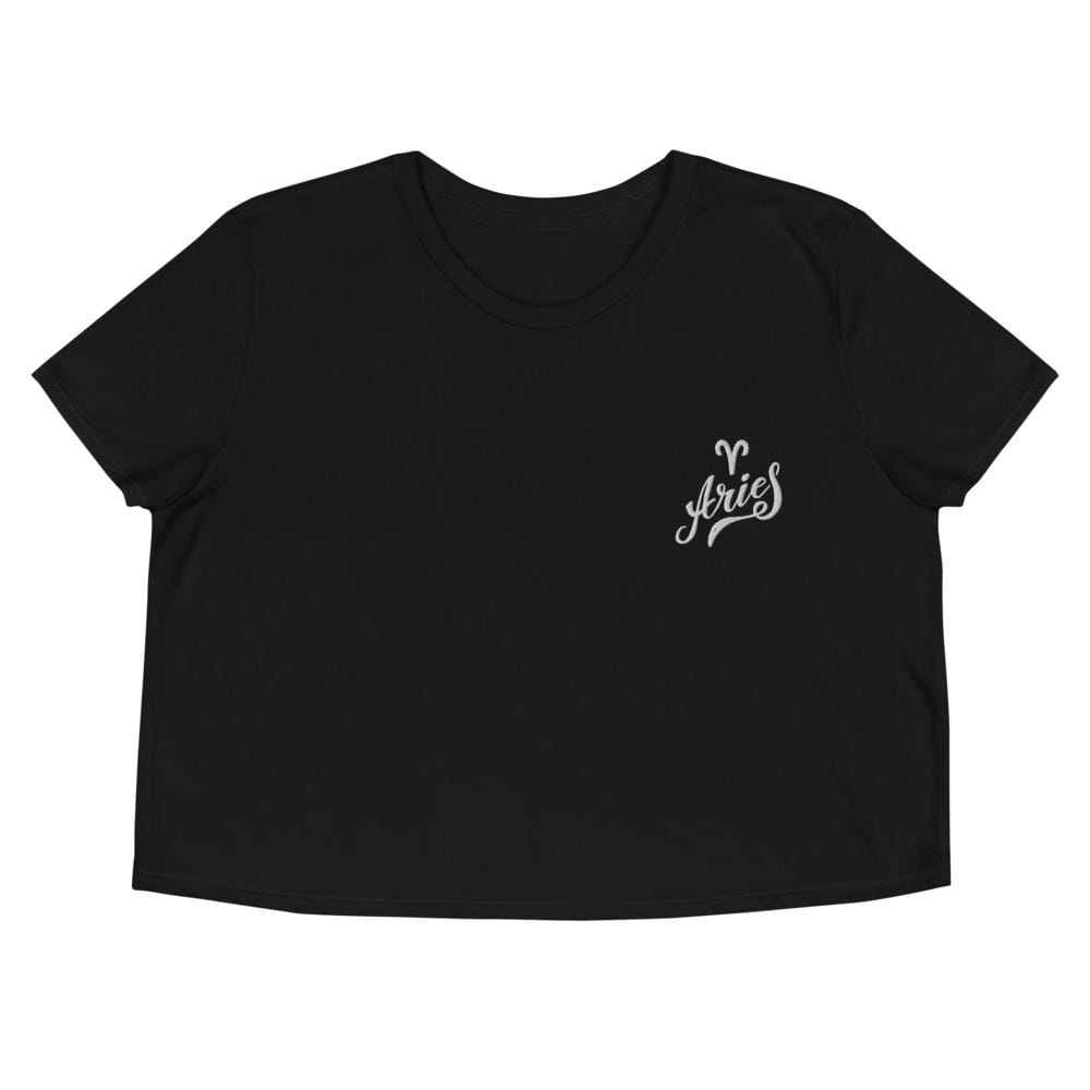 Kinky Cloth Black / S Aries Embroidered Crop Top