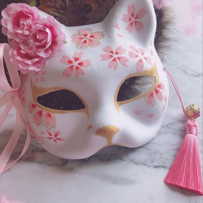 Kinky Cloth with flowers Asian Kitty Fox Mask