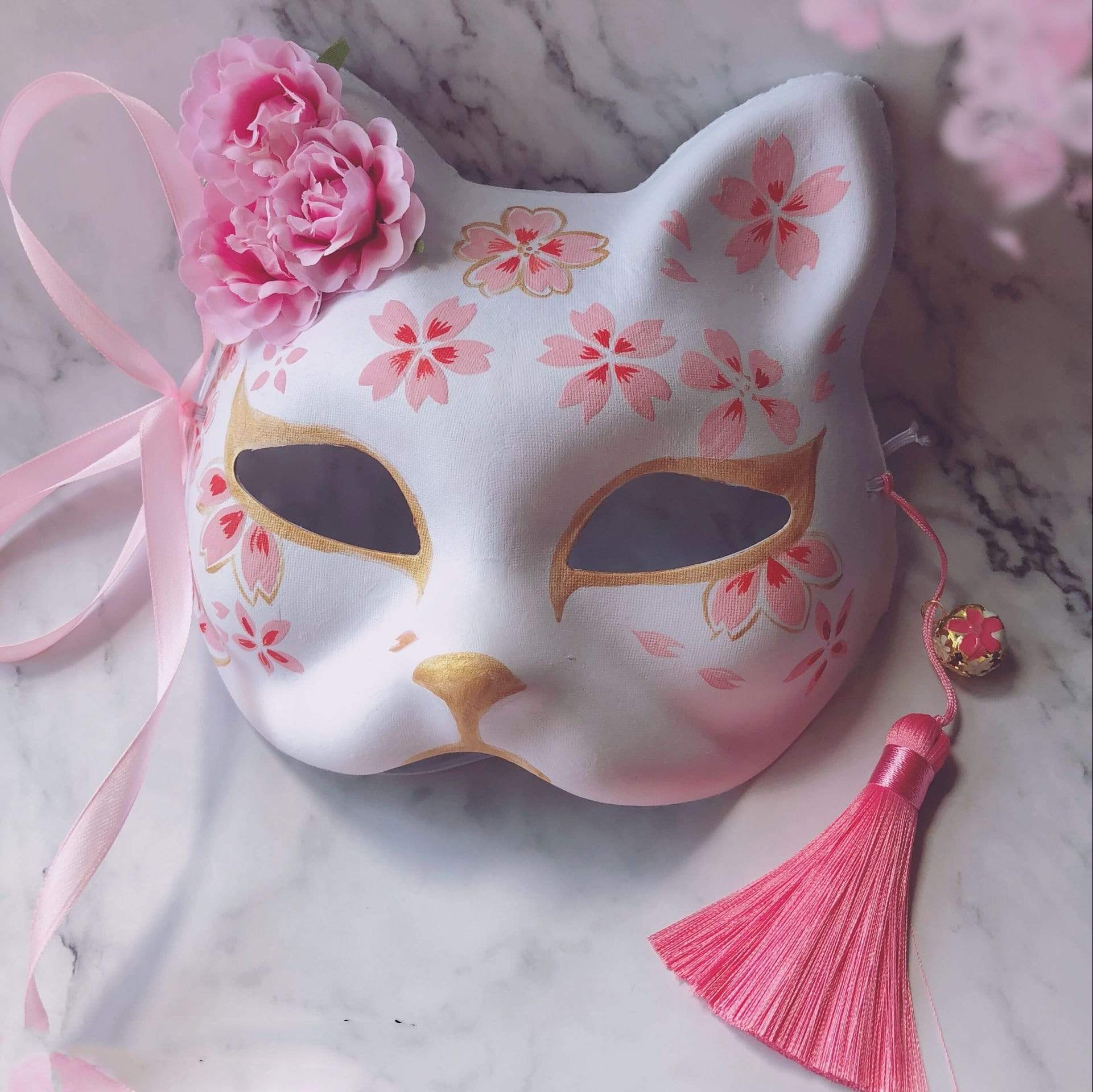 Kinky Cloth with flowers Asian Kitty Fox Mask