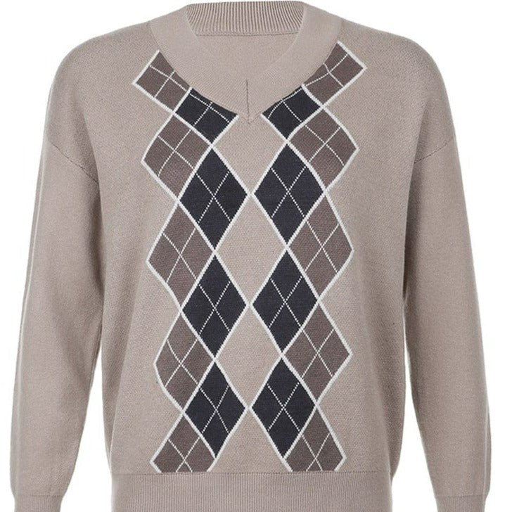 Kinky Cloth Auburn Argyle Plaid Sweater
