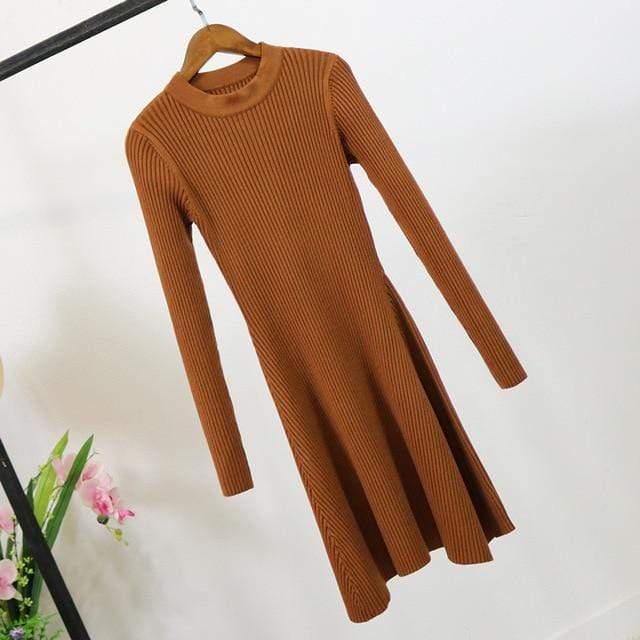 Kinky Cloth Dresses Brown / One Size Baby Doll Knit Sweater Dress