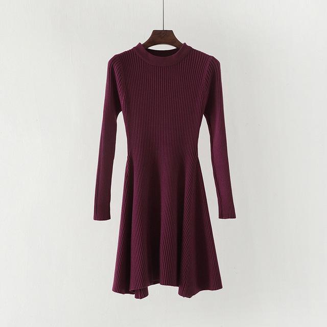 Kinky Cloth Dresses Burgundy / One Size Baby Doll Knit Sweater Dress
