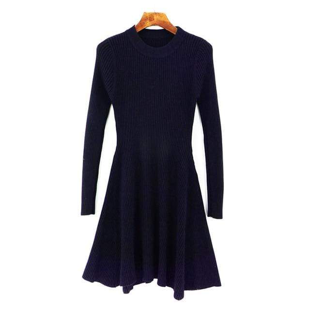 Kinky Cloth Dresses Navy Blue / One Size Baby Doll Knit Sweater Dress