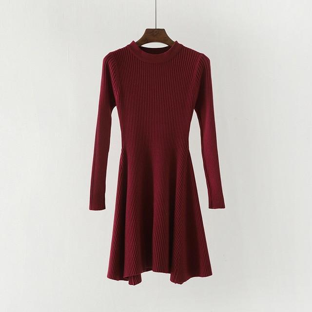 Kinky Cloth Dresses Wine Red / One Size Baby Doll Knit Sweater Dress