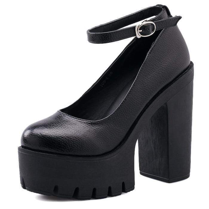 Kinky Cloth 200001012 black shoes / 10 Baby Doll Thick Heel Platform Pumps