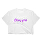 Kinky Cloth Top Crop Top - S / White/ Pink Font Baby Girl Top