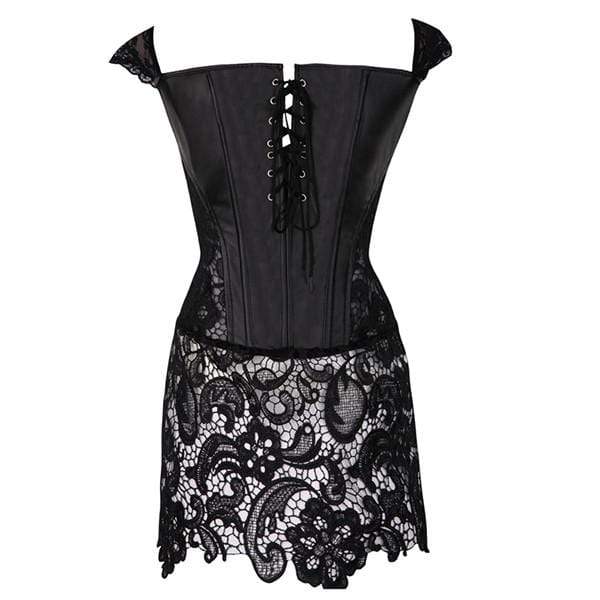 Kinky Cloth 200001885 Black / S Back Zipper Lace Up Front Corset Dress