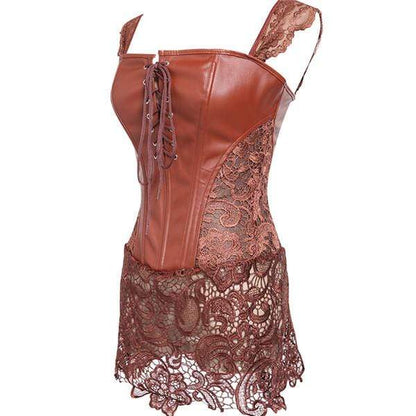 Kinky Cloth 200001885 Brown / S Back Zipper Lace Up Front Corset Dress