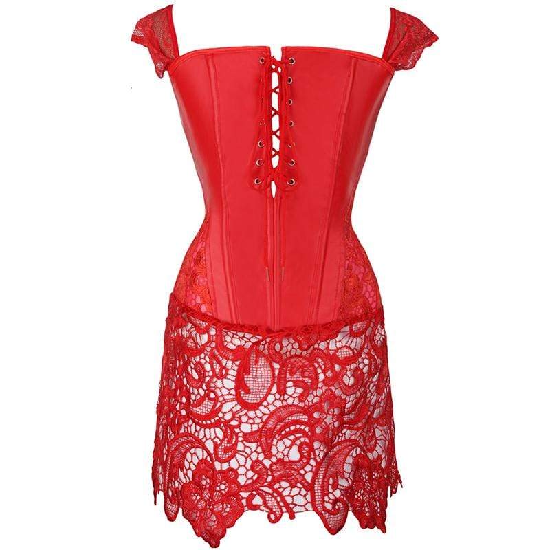Kinky Cloth 200001885 Red / S Back Zipper Lace Up Front Corset Dress
