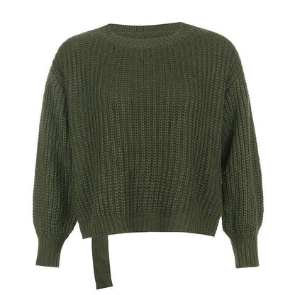 Kinky Cloth 200000373 Army Green / S Backless Solid Knitted Cropped Sweaters