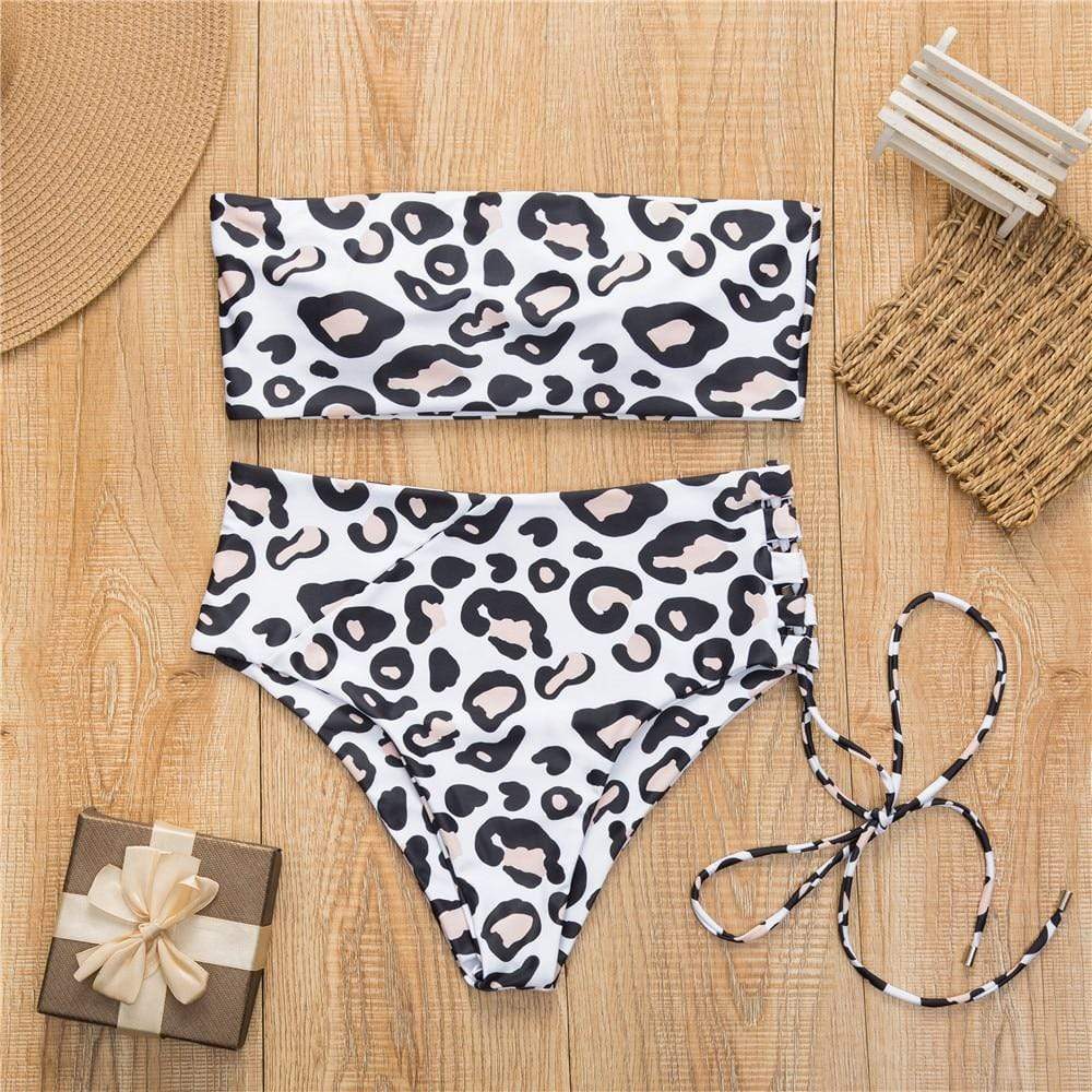 Kinky Cloth 200004279 Leopard Print / S Bandeau High Waist Bikini Swimsuit