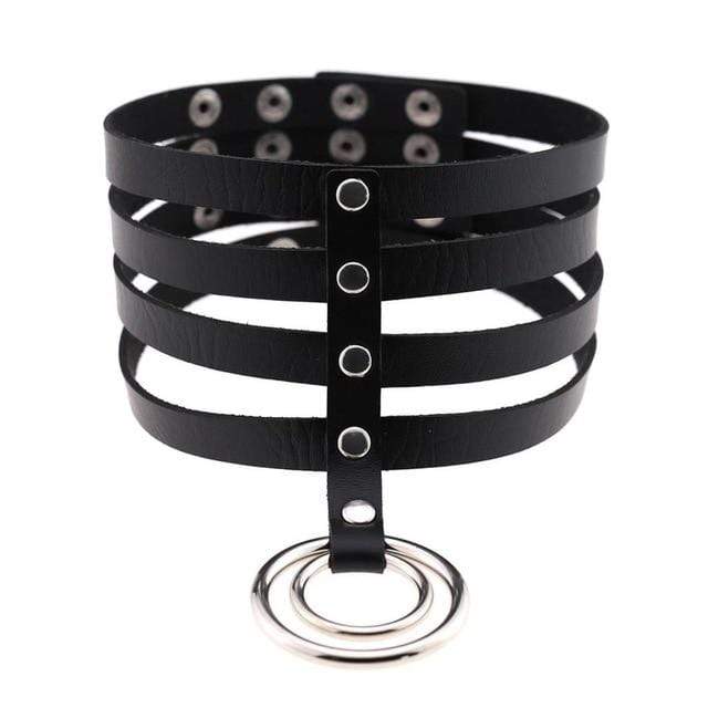 Kinky Cloth Necklace black Banded Belt Collar