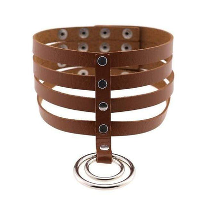 Kinky Cloth Necklace brown Banded Belt Collar