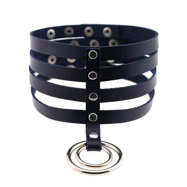 Kinky Cloth Necklace dark blue Banded Belt Collar