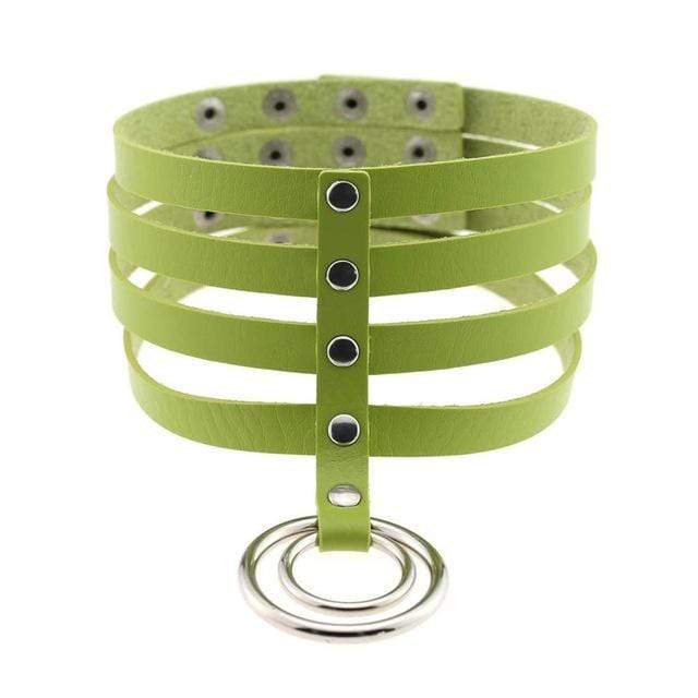 Kinky Cloth Necklace green Banded Belt Collar