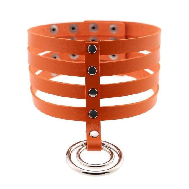 Kinky Cloth Necklace orange Banded Belt Collar