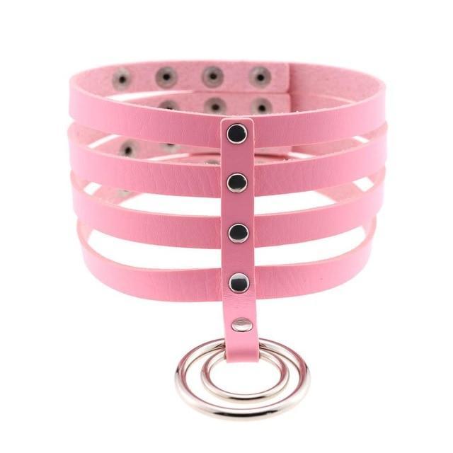 Kinky Cloth Necklace pink Banded Belt Collar