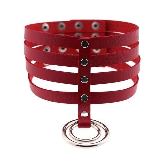 Kinky Cloth Necklace red Banded Belt Collar