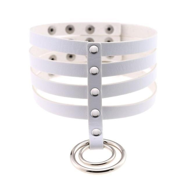 Kinky Cloth Necklace white Banded Belt Collar