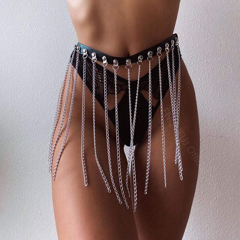 Kinky Cloth Harnesses Belly Chain Tassel Harness
