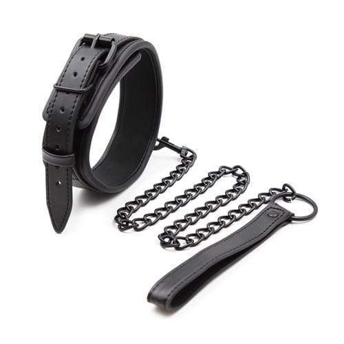 Kinky Cloth Necklace Black Belt Collar and Leash
