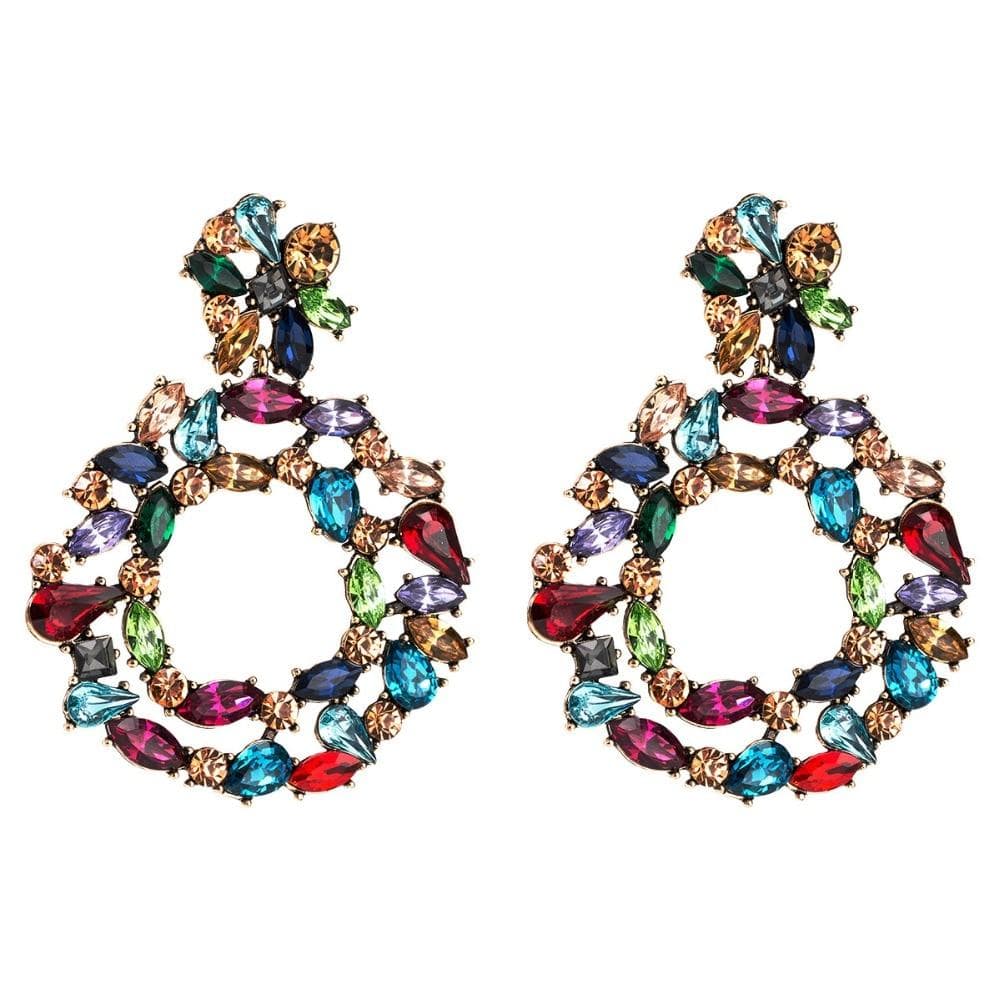 Kinky Cloth 200000168 Multicolor Big Circle Drop Crystal Earrings