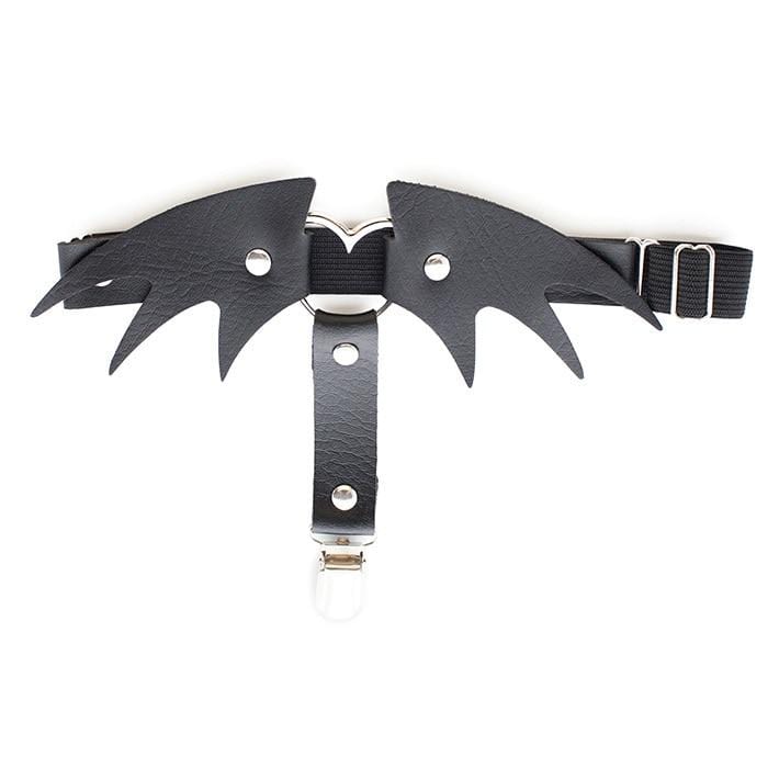 Kinky Cloth 200001886 Black Bat Wings Single Clip Leg Garter Belt