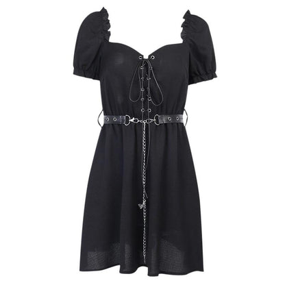 Kinky Cloth 200000347 Black / L Black Gothic Lace Up Mini Dress