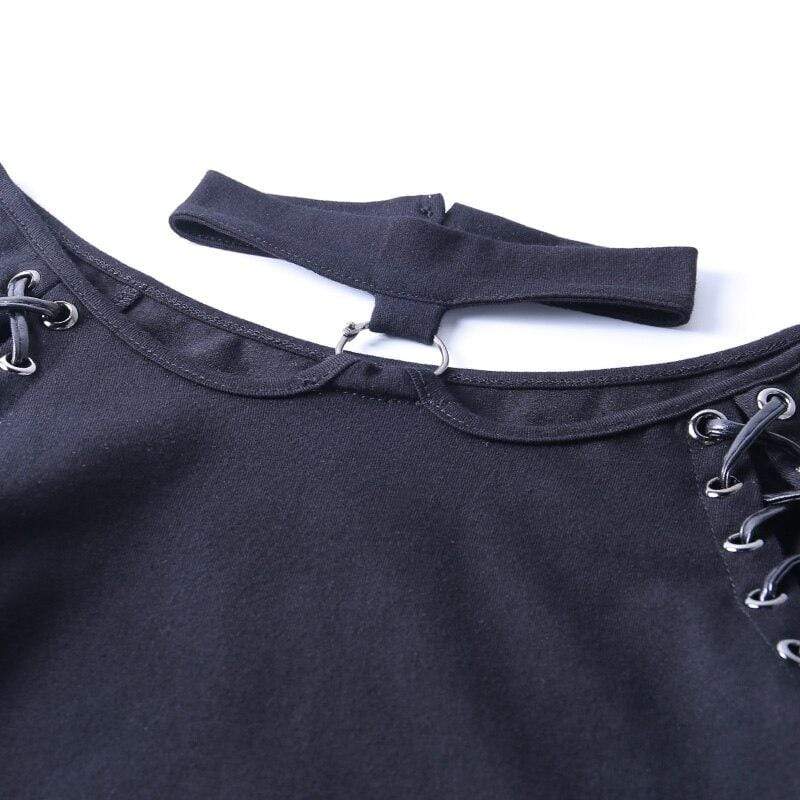 Kinky Cloth 200000347 Black Halter Gothic Mini Dress