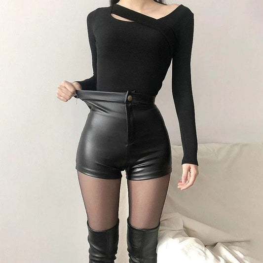 Kinky Cloth Black / S(40-50kg) Black High Waist Goth Shorts