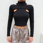 Kinky Cloth 200000791 Black Hollow Out Turtleneck Crop Top