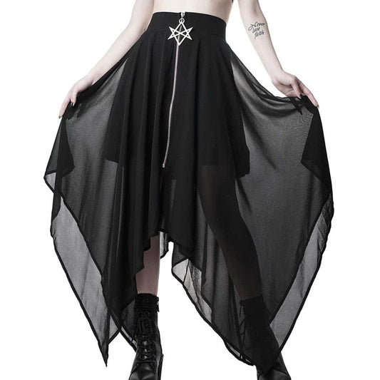 Kinky Cloth Black / S Black Irregular Mesh Skirt