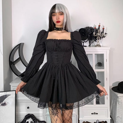 Kinky Cloth Black Lace-Up Dress