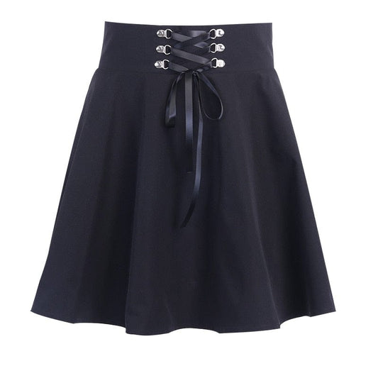 Kinky Cloth 9518 / XS Black Lace Up Mini Skirt