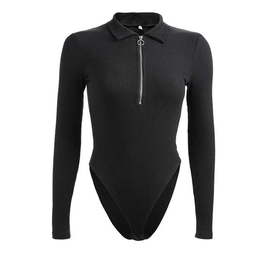 Kinky Cloth 201236202 Black / L Black Long Sleeve Zipper Bodysuit