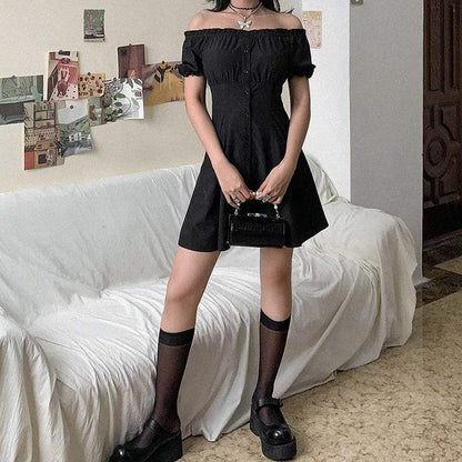 Kinky Cloth 200000347 Black Off Shoulder Vintage Dress