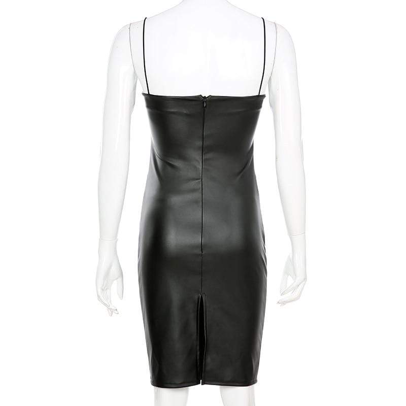 Kinky Cloth 200000347 Black PU Leather Ruched Bodycon